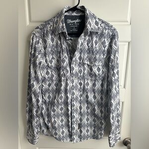 WRANGLER RETRO MEN'S PREMIUM GEO PRINT LONG SLEEVE SNAP WESTERN SHIRT NWOT